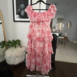 70/21 Off the Shoulder Ruffle Tiered Midi Dress